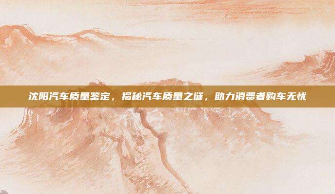 沈阳汽车质量鉴定,揭秘汽车质量之谜,助力消费者购车无忧