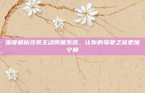 深度解析改装主动降噪系统,让你的驾驶之旅更加宁静
