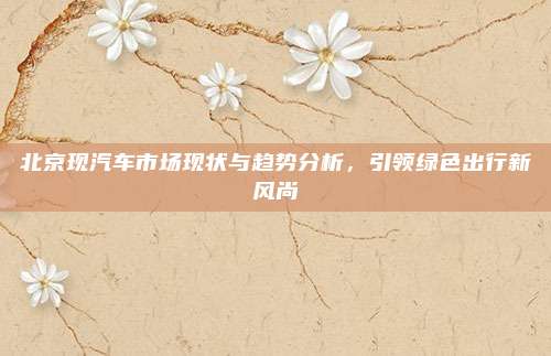北京现汽车市场现状与趋势分析,引领绿色出行新风尚