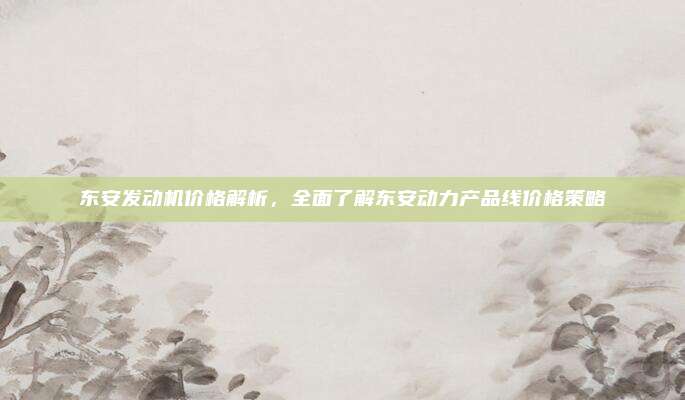 东安发动机价格解析,全面了解东安动力产品线价格策略
