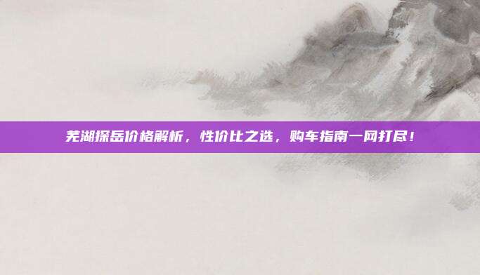 芜湖探岳价格解析,性价比之选,购车指南一网打尽!
