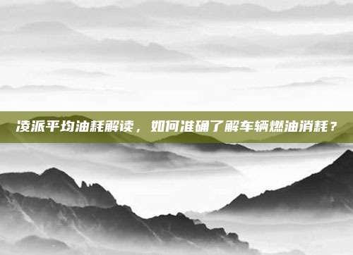 凌派平均油耗解读,如何准确了解车辆燃油消耗?