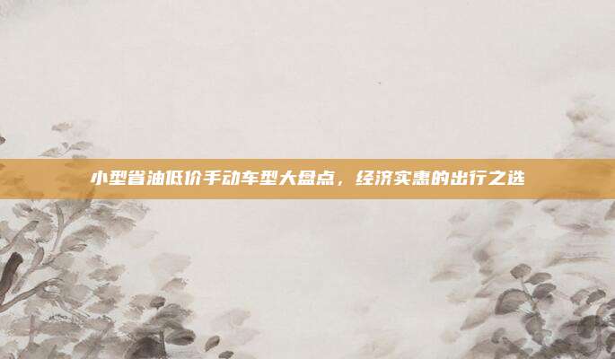 小型省油低价手动车型大盘点,经济实惠的出行之选
