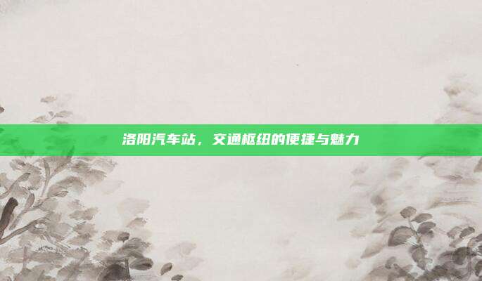 洛阳汽车站,交通枢纽的便捷与魅力