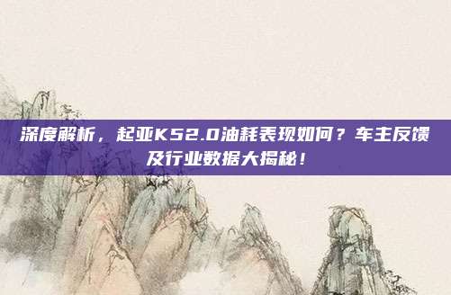 深度解析,起亚K52.0油耗表现如何?车主反馈及行业数据大揭秘!