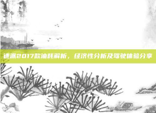 速派2017款油耗解析,经济性分析及驾驶体验分享