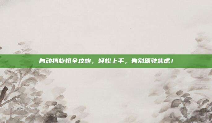 自动挡旋钮全攻略,轻松上手,告别驾驶焦虑!