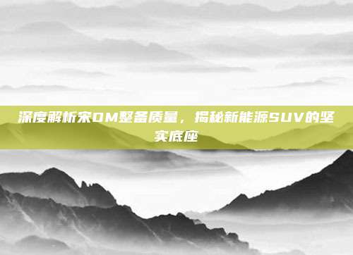 深度解析宋DM整备质量,揭秘新能源SUV的坚实底座