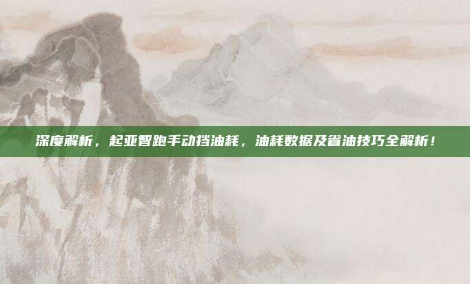 深度解析,起亚智跑手动挡油耗,油耗数据及省油技巧全解析!