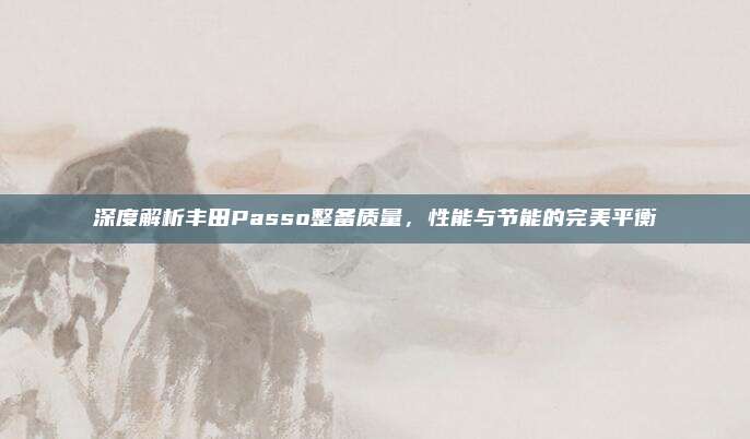 深度解析丰田Passo整备质量,性能与节能的完美平衡