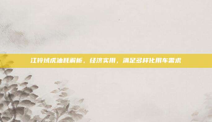 江铃域虎油耗解析,经济实用,满足多样化用车需求