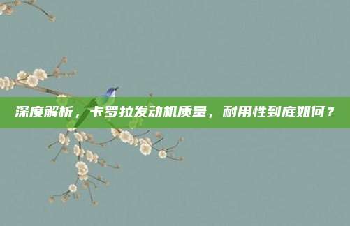 深度解析,卡罗拉发动机质量,耐用性到底如何?