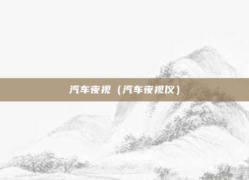 汽车夜视（汽车夜视仪）