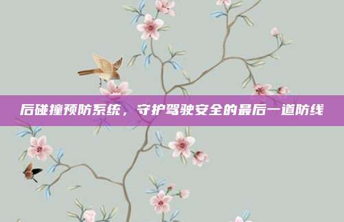 后碰撞预防系统,守护驾驶安全的最后一道防线