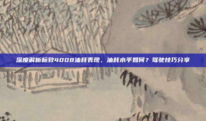 深度解析标致4008油耗表现,油耗水平如何?驾驶技巧分享