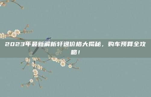 2023年最新解析轩逸价格大揭秘,购车预算全攻略!