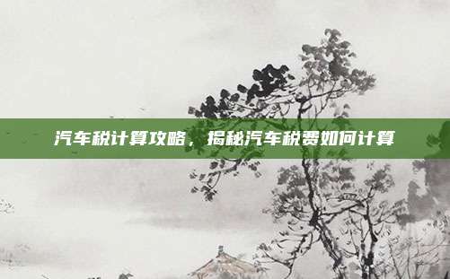 汽车税计算攻略,揭秘汽车税费如何计算