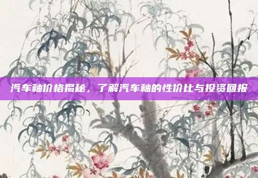 汽车釉价格揭秘,了解汽车釉的性价比与投资回报