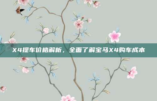 X4提车价格解析,全面了解宝马X4购车成本