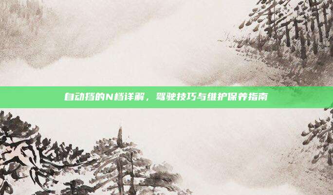 自动挡的N档详解,驾驶技巧与维护保养指南