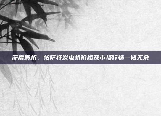 深度解析,帕萨特发电机价格及市场行情一览无余