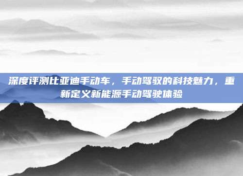 深度评测比亚迪手动车,手动驾驭的科技魅力,重新定义新能源手动驾驶体验
