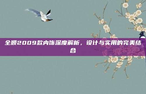 全顺2009款内饰深度解析,设计与实用的完美结合