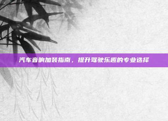 汽车音响加装指南,提升驾驶乐趣的专业选择