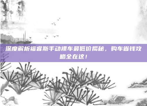 深度解析福睿斯手动裸车最低价揭秘，购车省钱攻略全在这！