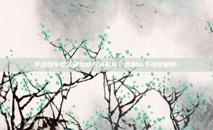 手动挡车型正确挂档方法解析,告别新手驾驶困扰!