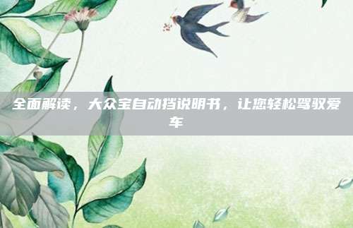 全面解读,大众宝自动挡说明书,让您轻松驾驭爱车