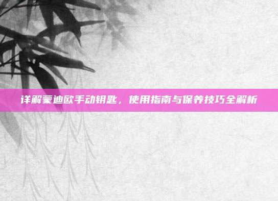 详解蒙迪欧手动钥匙,使用指南与保养技巧全解析