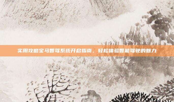实用攻略宝马智驾系统开启指南，轻松体验智能驾驶的魅力