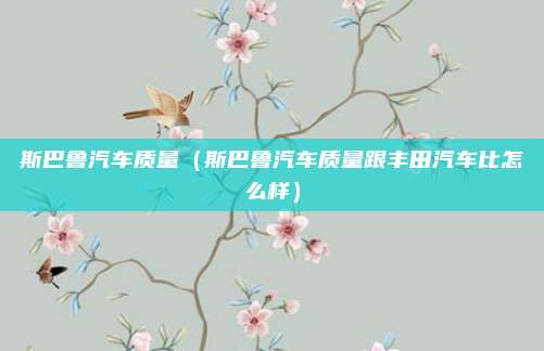 斯巴鲁汽车质量（斯巴鲁汽车质量跟丰田汽车比怎么样）