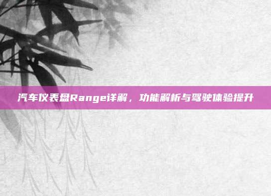 汽车仪表盘Range详解,功能解析与驾驶体验提升