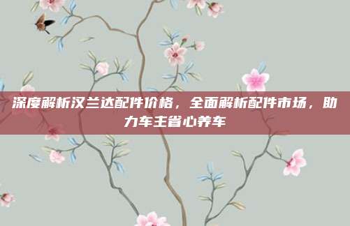 深度解析汉兰达配件价格,全面解析配件市场,助力车主省心养车