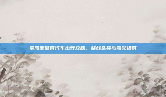 阜阳至淮南汽车出行攻略,路线选择与驾驶指南