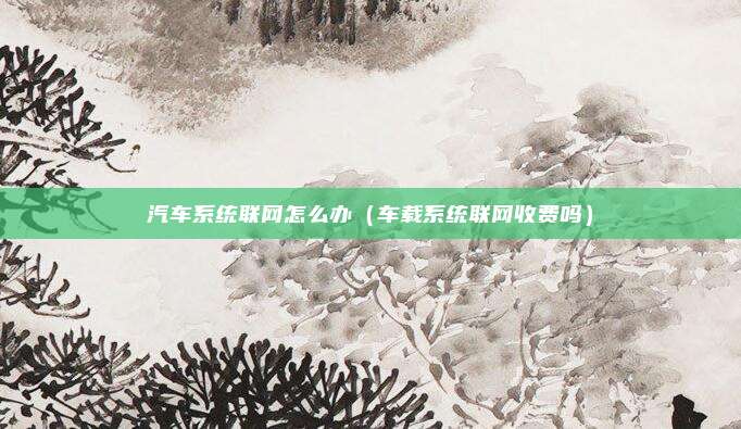 汽车系统联网怎么办（车载系统联网收费吗）