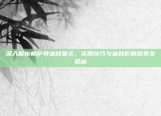 深入解析帕萨特油耗显示,实用技巧与油耗影响因素全揭秘