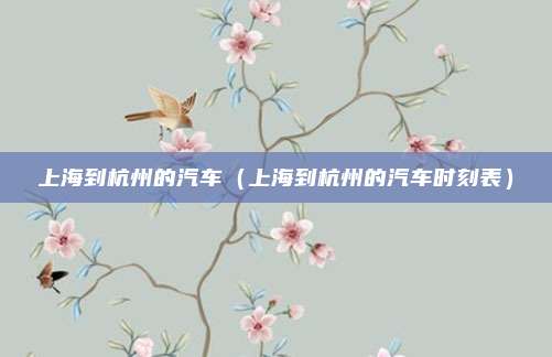 上海到杭州的汽车（上海到杭州的汽车时刻表）