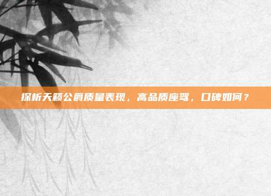 探析天籁公爵质量表现,高品质座驾,口碑如何?