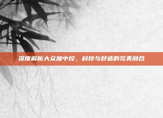 深度解析大众加中控,科技与舒适的完美融合