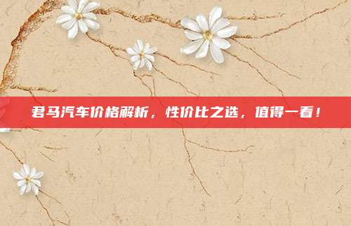 君马汽车价格解析,性价比之选,值得一看!