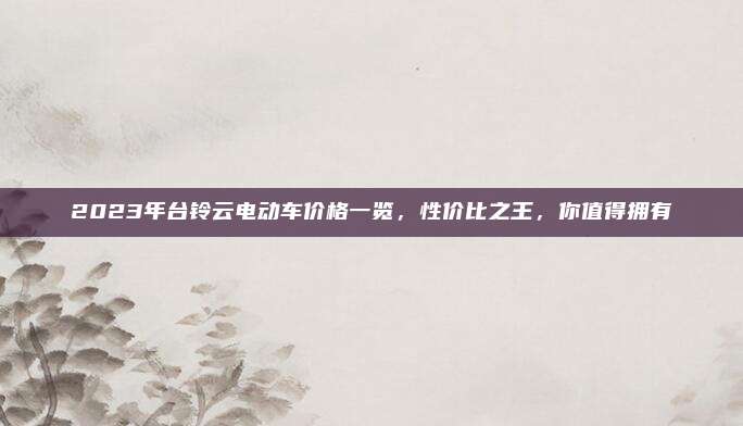 2023年台铃云电动车价格一览,性价比之王,你值得拥有
