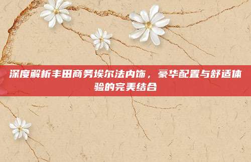 深度解析丰田商务埃尔法内饰,豪华配置与舒适体验的完美结合