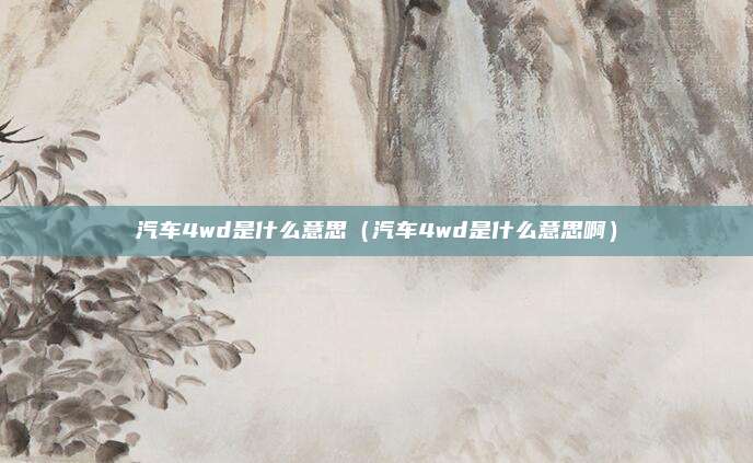 汽车4wd是什么意思（汽车4wd是什么意思啊）