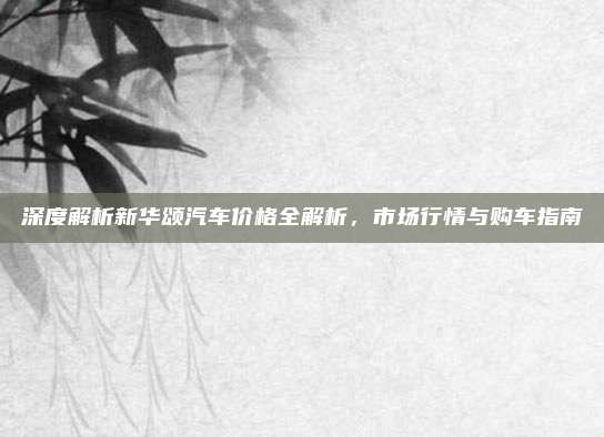 深度解析新华颂汽车价格全解析,市场行情与购车指南