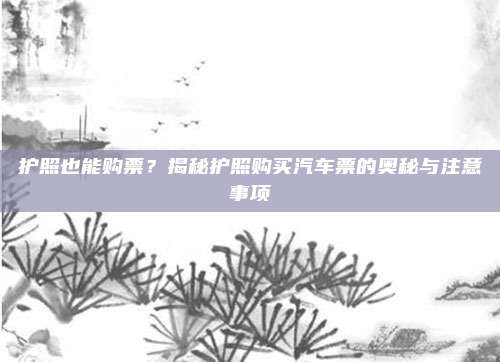 护照也能购票?揭秘护照购买汽车票的奥秘与注意事项