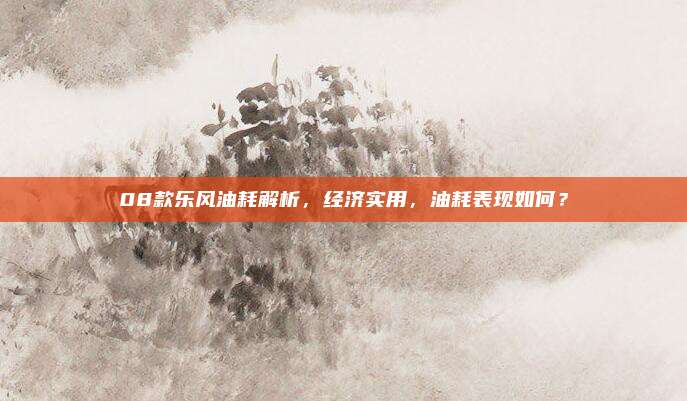 08款乐风油耗解析,经济实用,油耗表现如何?