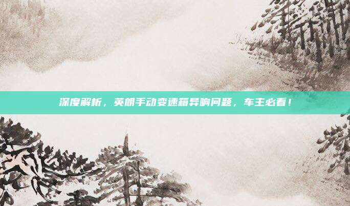 深度解析,英朗手动变速箱异响问题,车主必看!